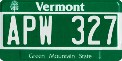 VT license plate APW327