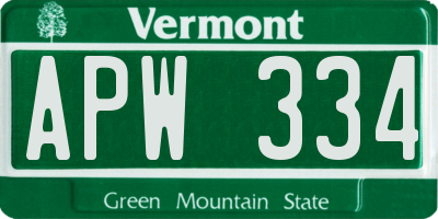VT license plate APW334