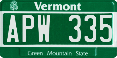 VT license plate APW335
