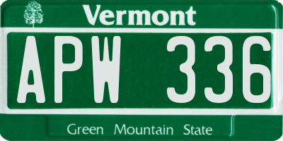 VT license plate APW336