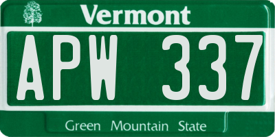 VT license plate APW337