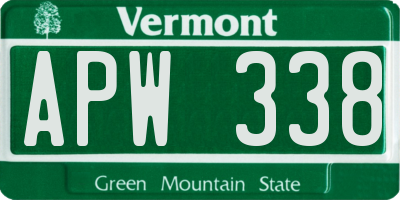 VT license plate APW338