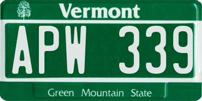 VT license plate APW339