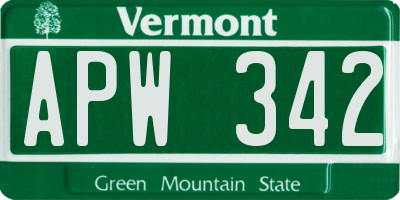 VT license plate APW342