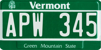 VT license plate APW345