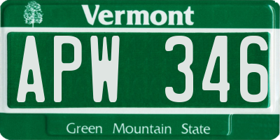 VT license plate APW346