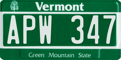 VT license plate APW347