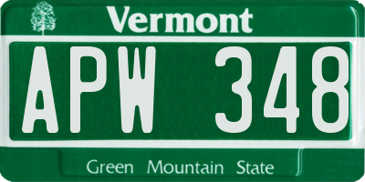 VT license plate APW348