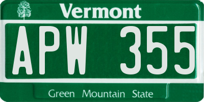 VT license plate APW355
