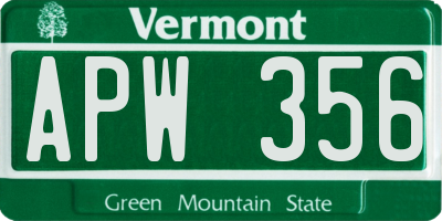 VT license plate APW356