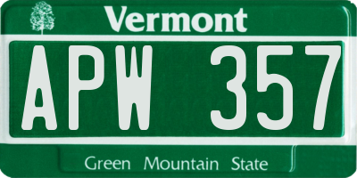 VT license plate APW357