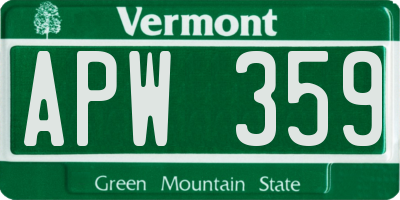 VT license plate APW359