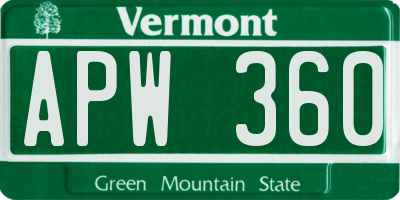 VT license plate APW360