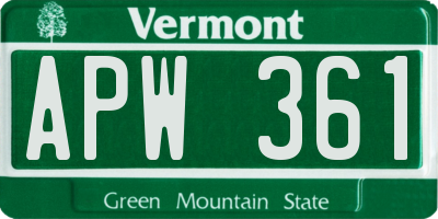 VT license plate APW361