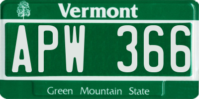 VT license plate APW366