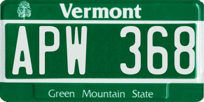 VT license plate APW368