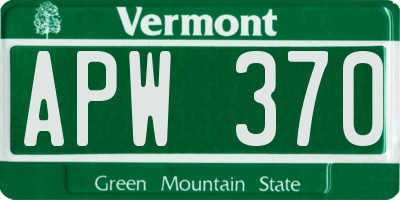 VT license plate APW370