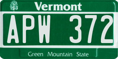 VT license plate APW372
