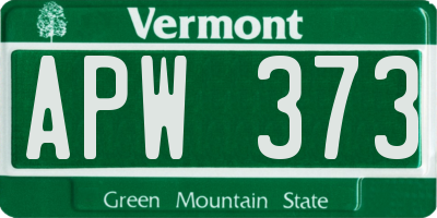 VT license plate APW373