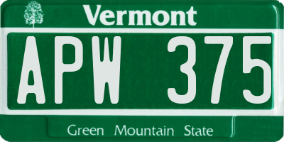 VT license plate APW375