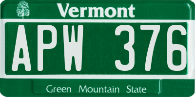 VT license plate APW376