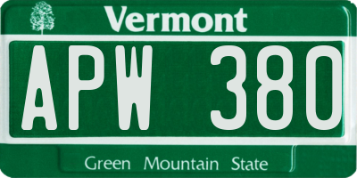 VT license plate APW380