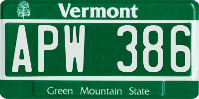 VT license plate APW386