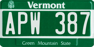 VT license plate APW387