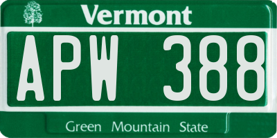 VT license plate APW388