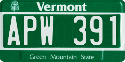 VT license plate APW391