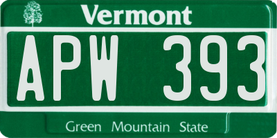 VT license plate APW393