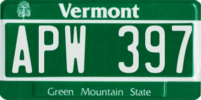 VT license plate APW397