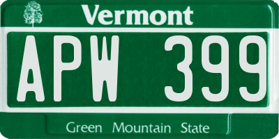 VT license plate APW399