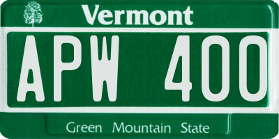 VT license plate APW400
