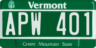 VT license plate APW401