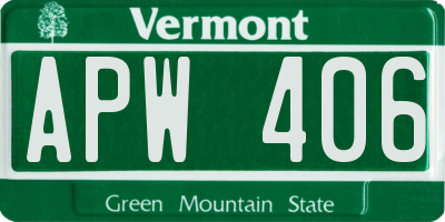 VT license plate APW406