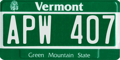 VT license plate APW407