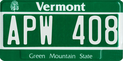 VT license plate APW408