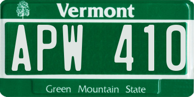 VT license plate APW410