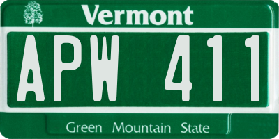 VT license plate APW411