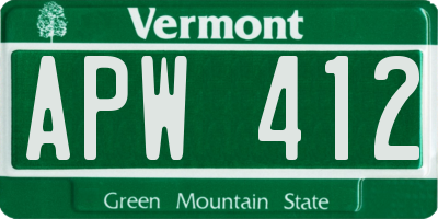 VT license plate APW412
