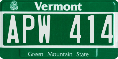 VT license plate APW414