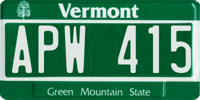 VT license plate APW415