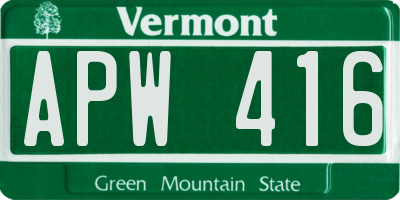 VT license plate APW416