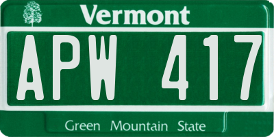 VT license plate APW417