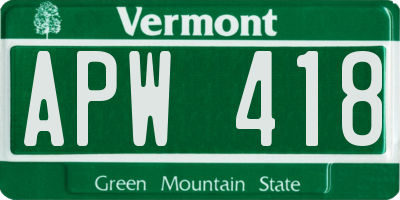 VT license plate APW418