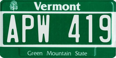 VT license plate APW419