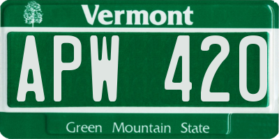 VT license plate APW420