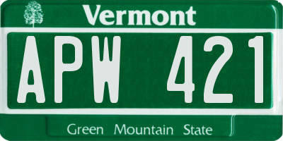 VT license plate APW421