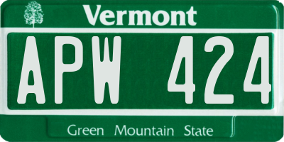 VT license plate APW424